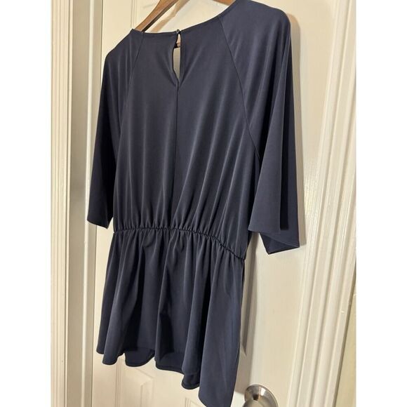 Lane Bryant Women's Blue Cross Body Front Tied Blouse Shirt Size 14/16 Career - Picture 3 of 6